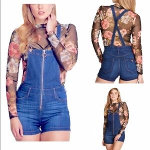 Guess denim overall short